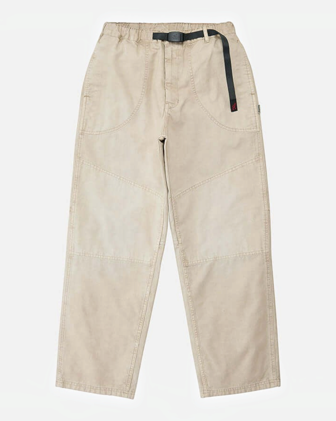 Pantalon Merci Paris Gramicci en toile de coton et chanvre écru avec ceinture intégrée et genoux renforcés