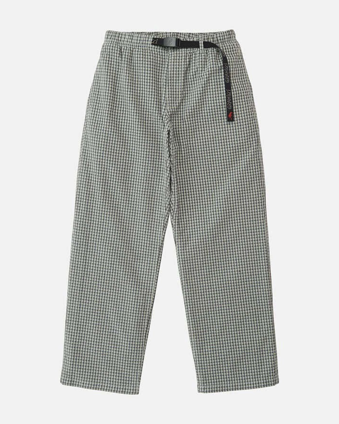 Pantalon Merci Paris Gramicci Dobby à carreaux gris avec ceinture intégrée et coupe décontractée en coton