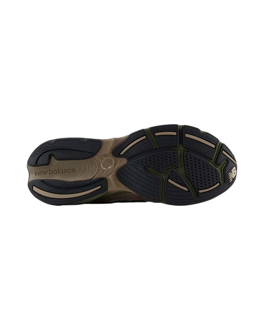 Semelle extérieure en caoutchouc noir et marron des baskets Merci Paris New Balance Abzorb 2010X Light Mushroom