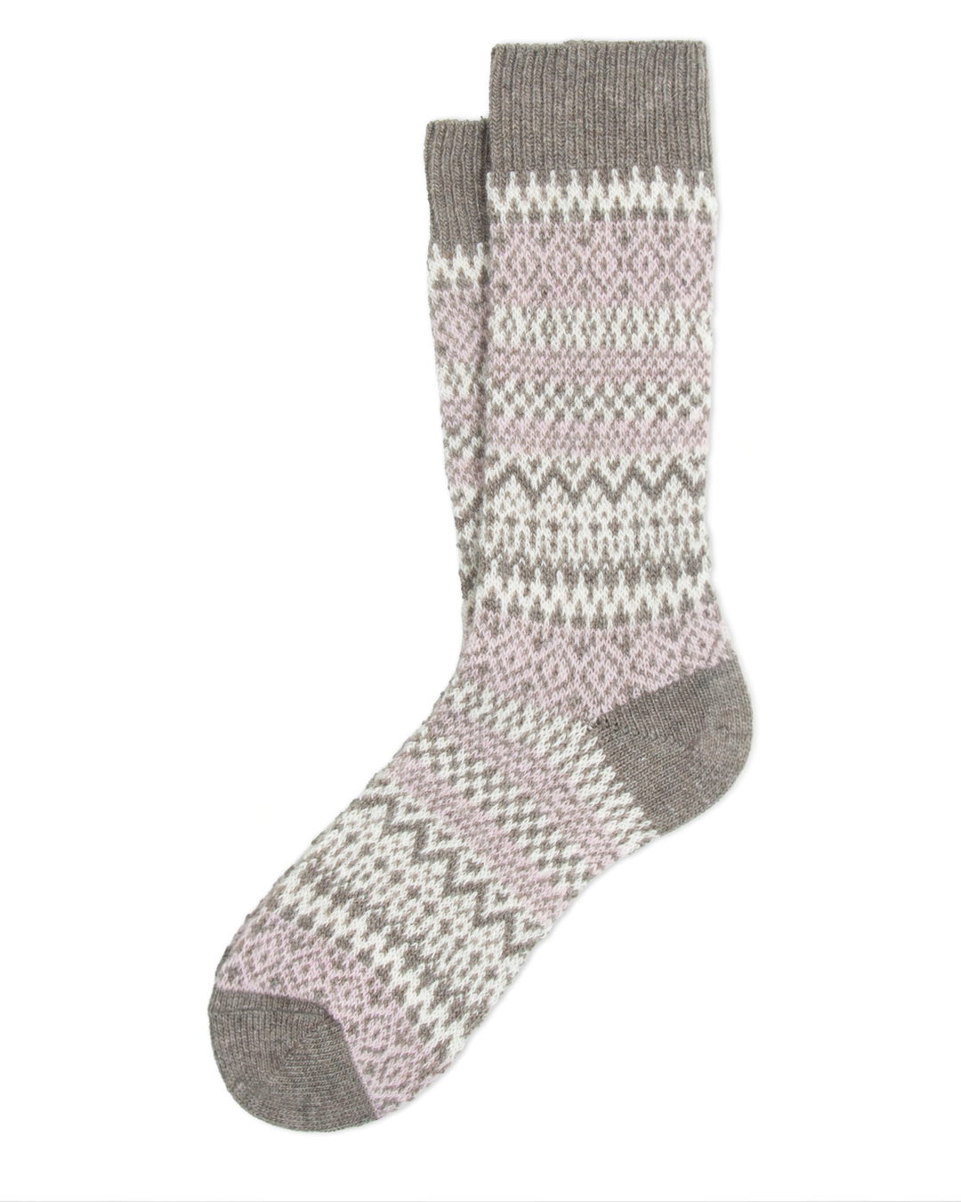 Chaussettes courtes Merci Paris Ant45 en laine et cachemire taupe avec motif jacquard d'inspiration nordique