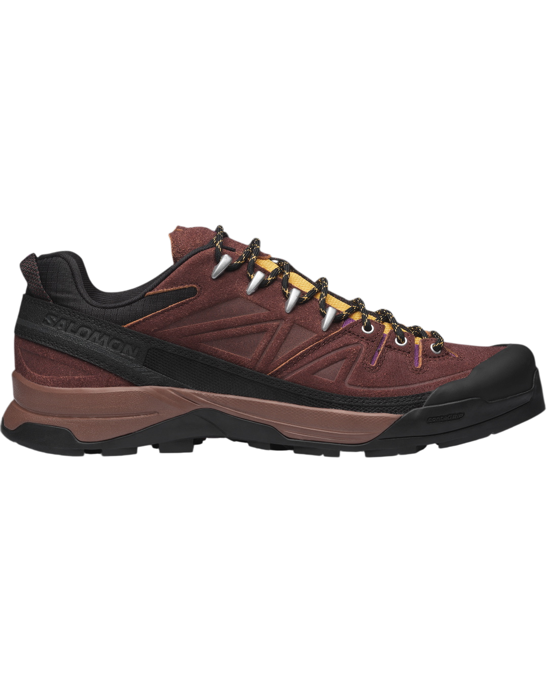 Baskets Merci Paris Salomon X Alp Expedition en cuir marron et noir au style alpinisme vintage avec lacets corde