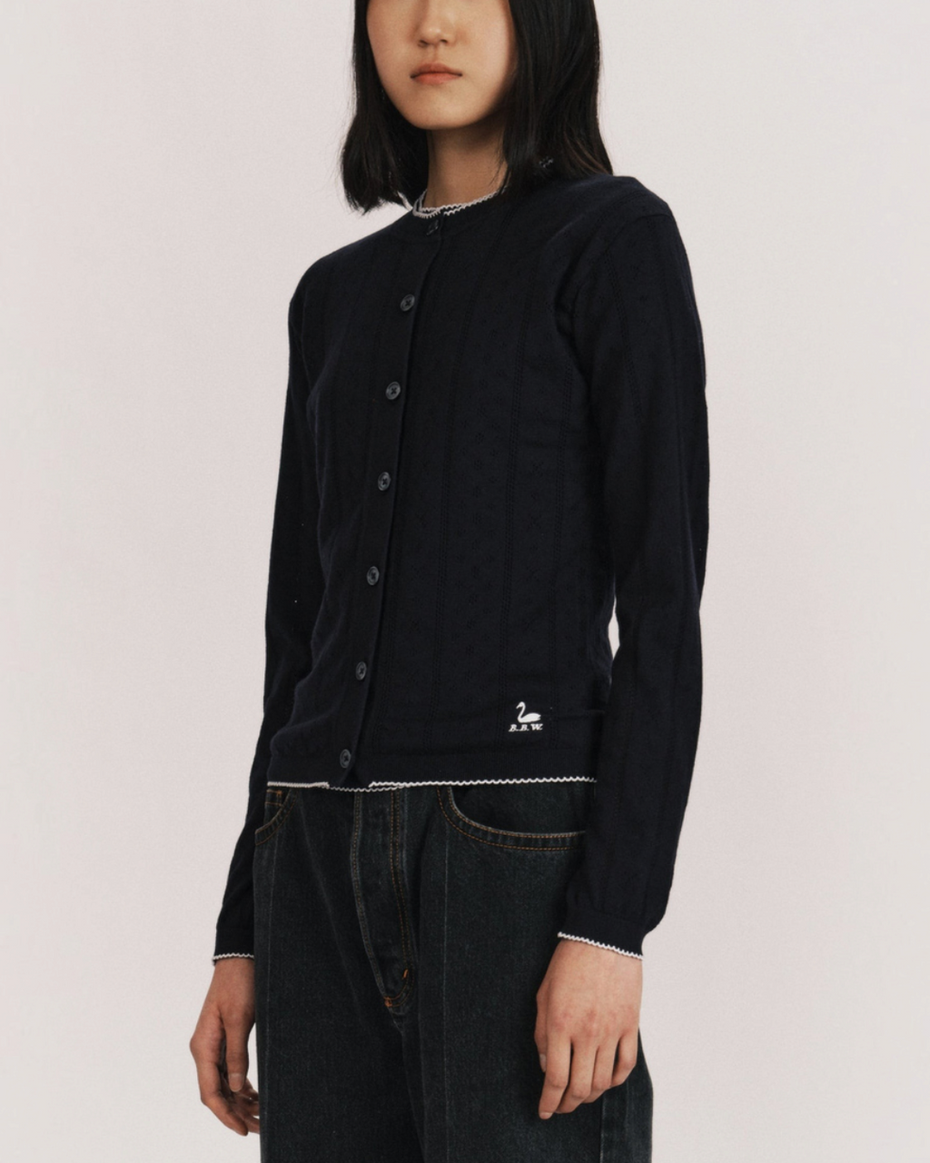 BB Wallace - Prince cardigan - Navy and white