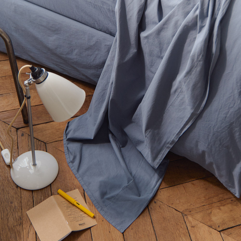 Cotton percale flat sheet - Mist Grey