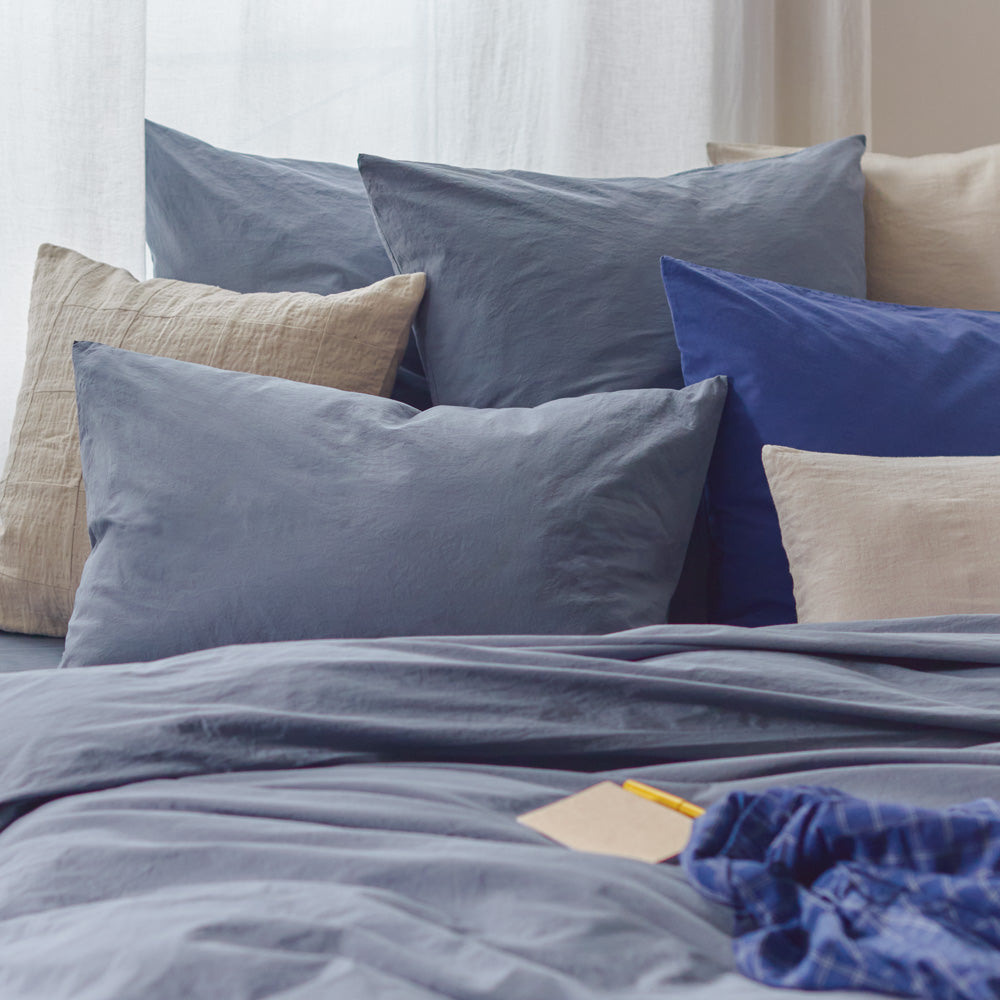 Cotton percale pillowcases - Mist Grey
