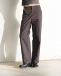 Pantalon Cassette marron à rayures fines Merci Paris, coupe droite et ample en coton biologique, style tailoring.