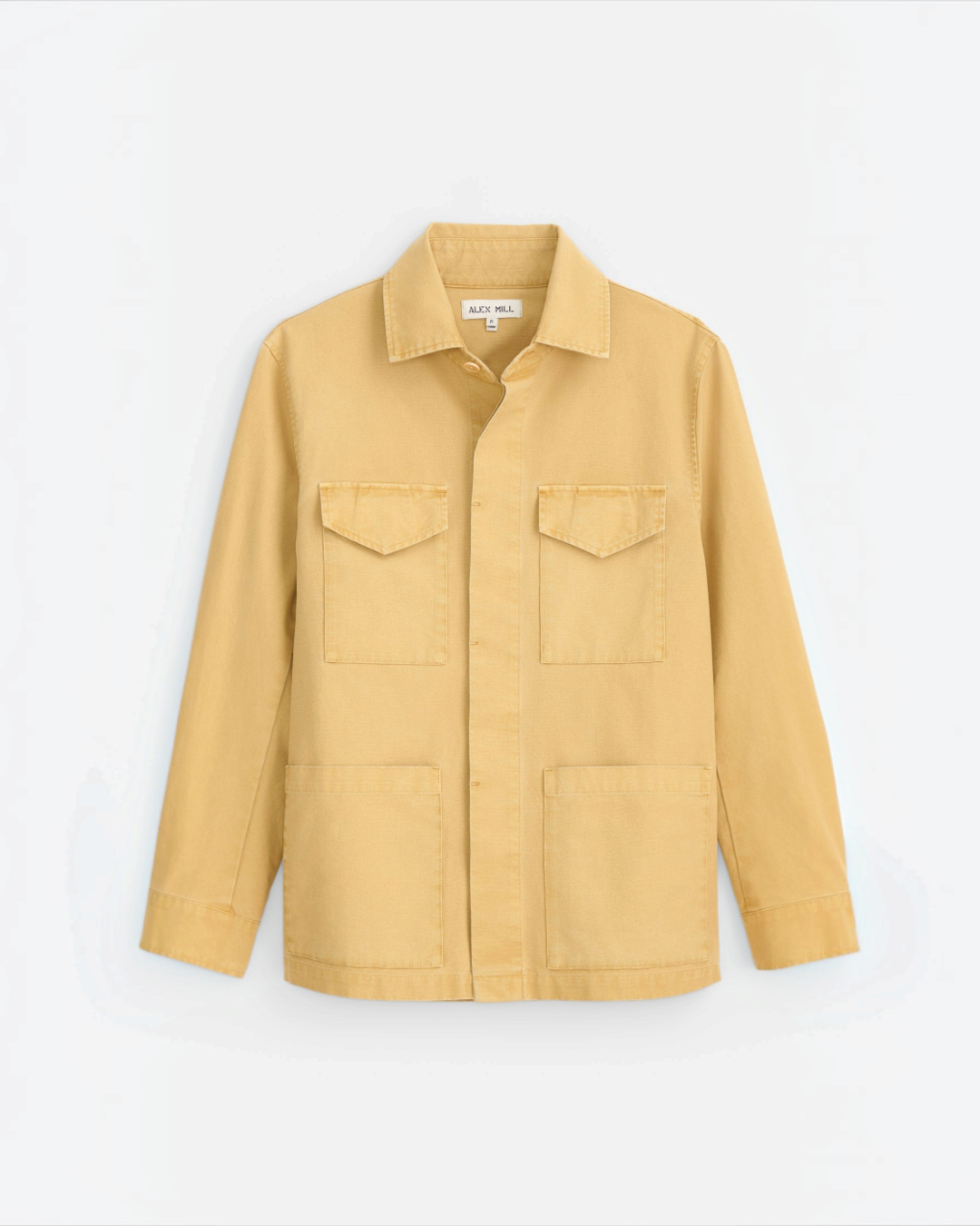 Veste New York Merci Paris par Alex Mill en toile de coton jaune avec poches utilitaires et boutons en corozo