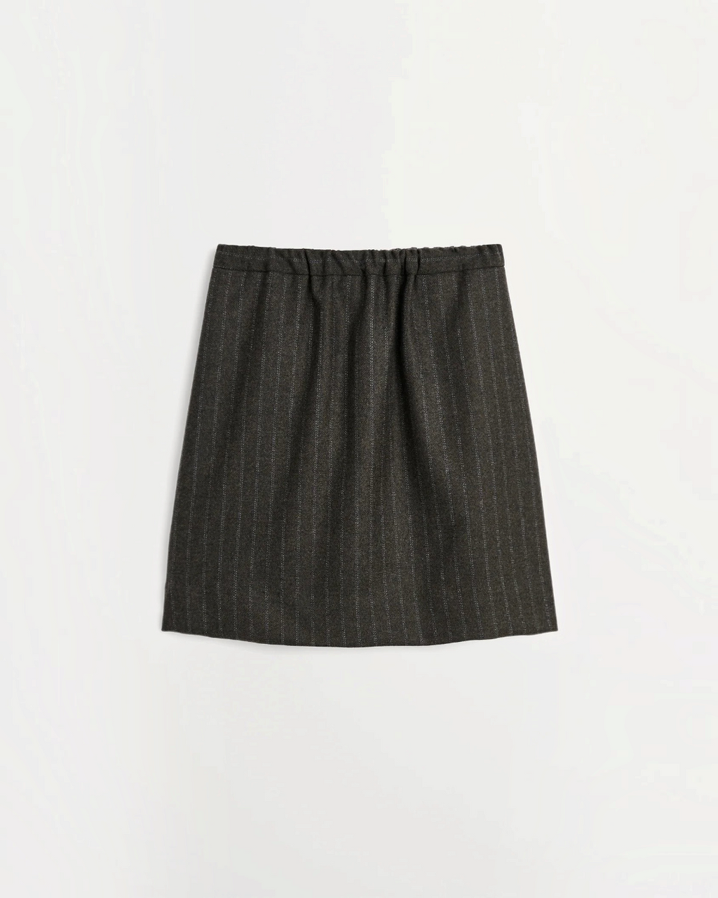 Short skirt Merci Paris Skall Studio in brown and black recycled wool with vertical stripes and elasticated waist