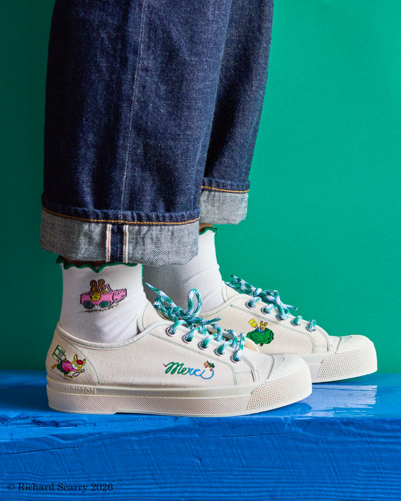 Merci x Richard Scarry - Bunny Socks - White