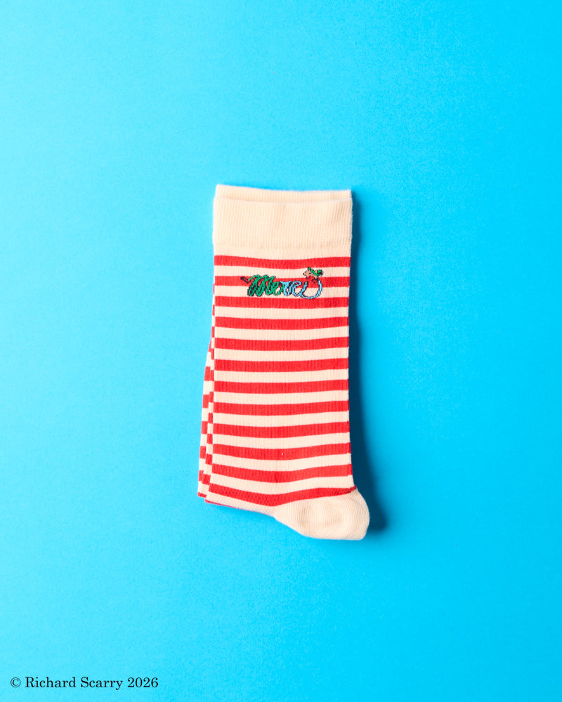 Merci x Richard Scarry - Socks Merci - Red Stripes