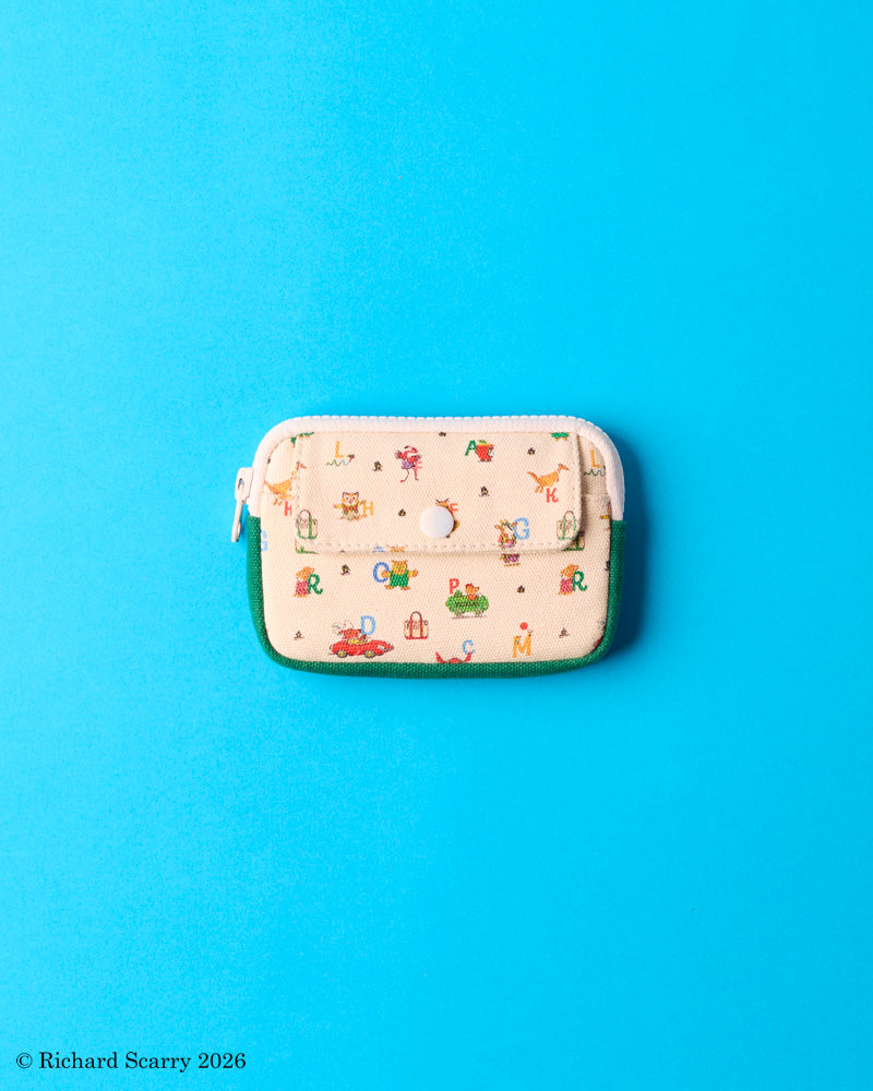 Merci x Richard Scarry - Candide Alphabet Coin Purse - Canvas & Green