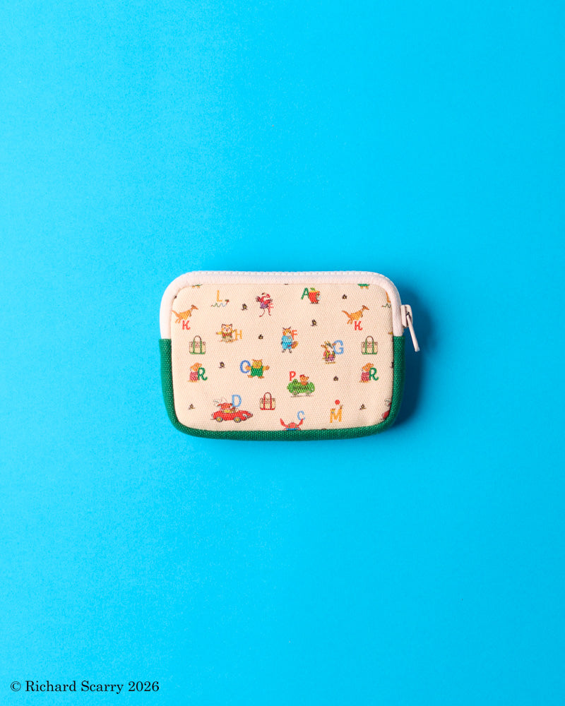 Merci x Richard Scarry - Candide Alphabet Coin Purse - Canvas & Green