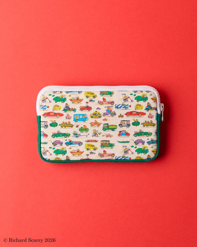 Merci x Richard Scarry - Candide Cars Coin Purse - Canvas & Green