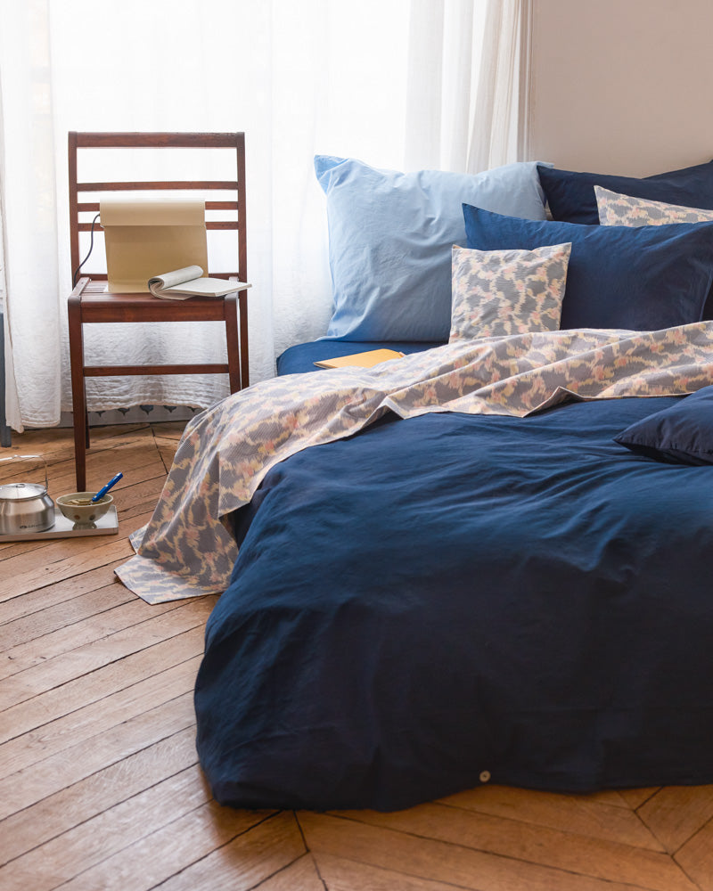 Merci - Housse De Couette En Percale De Coton - Tataki Bleu Nuit