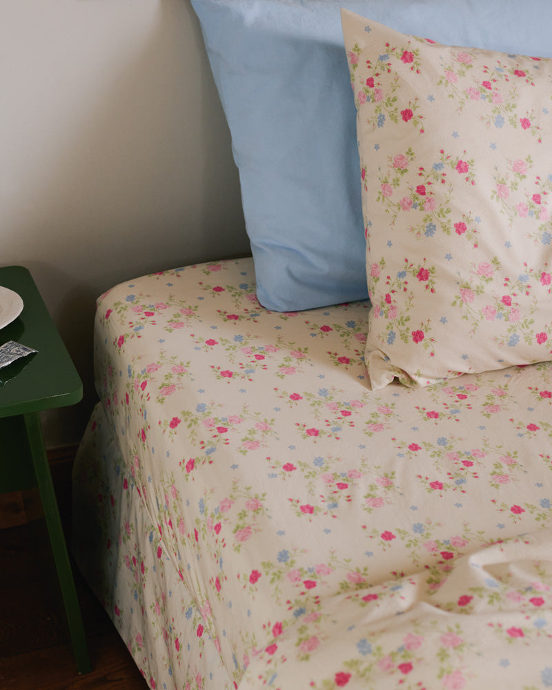 Merci - Cotton percale fitted sheet - Garden