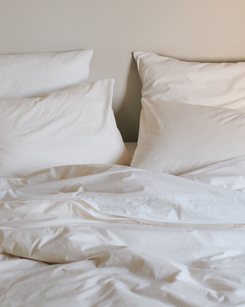 Merci - Taie D'Oreiller En Percale De Coton - Blanc Craie