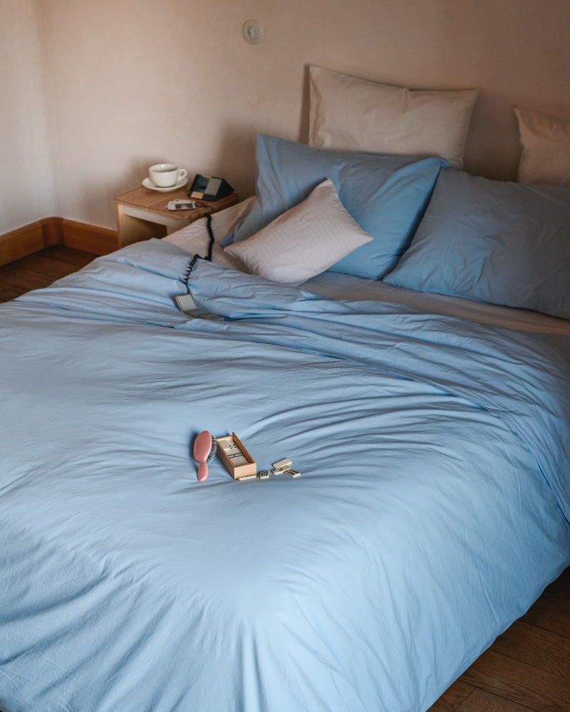 Merci - Taie D'Oreiller En Percale De Coton - Bleuet