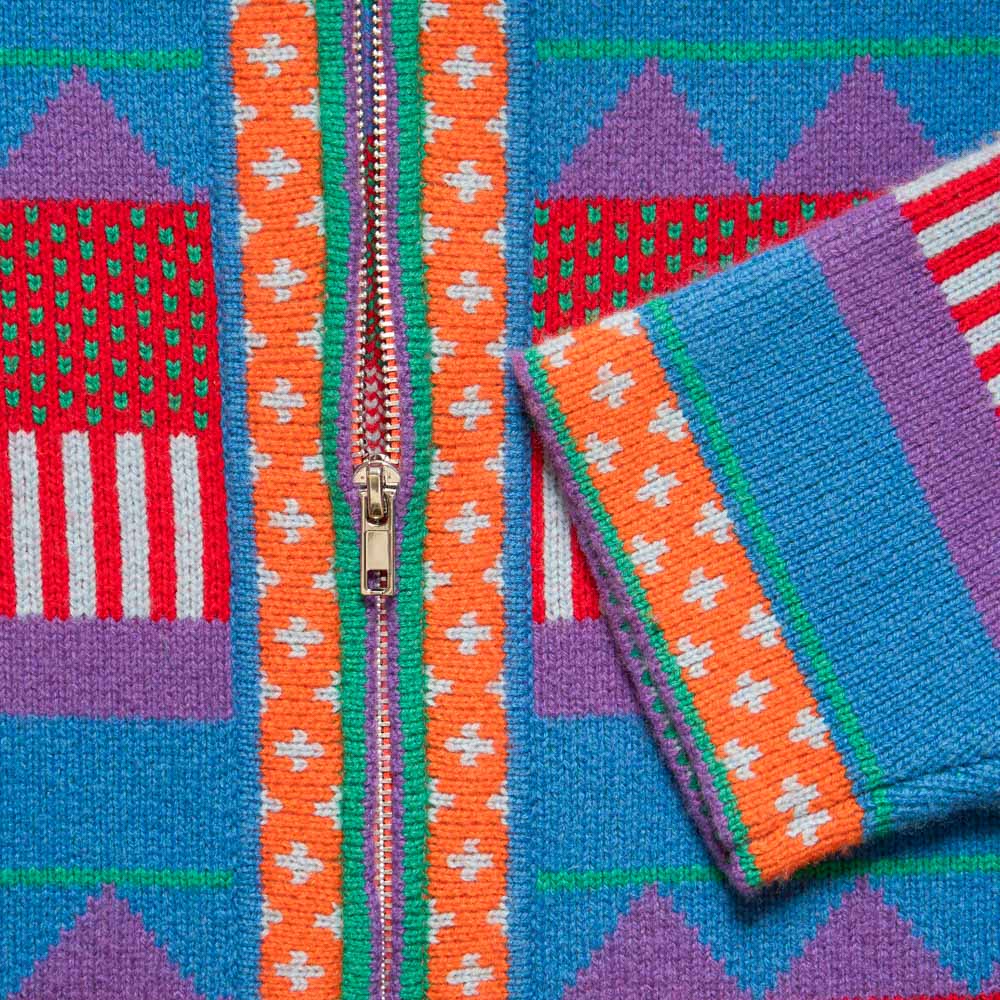Au Vieux Campeur - Congés Payés - Cardigan Nicole - Bleu & Rouge