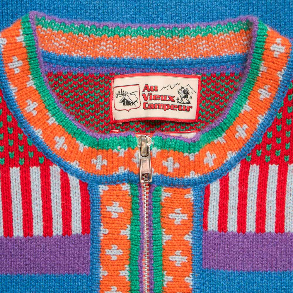 Au Vieux Campeur - Congés Payés - Cardigan Nicole - Bleu & Rouge