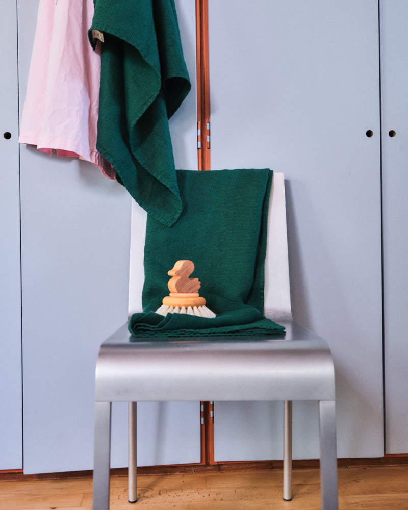 Merci - Linen bath towel - Honeycomb - Sequoia Green