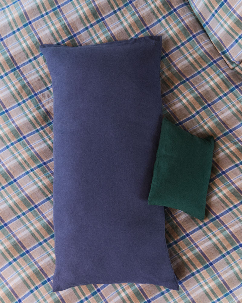 Merci - Coussin Rectangle En Lin Lavé - Bleu Pacifique