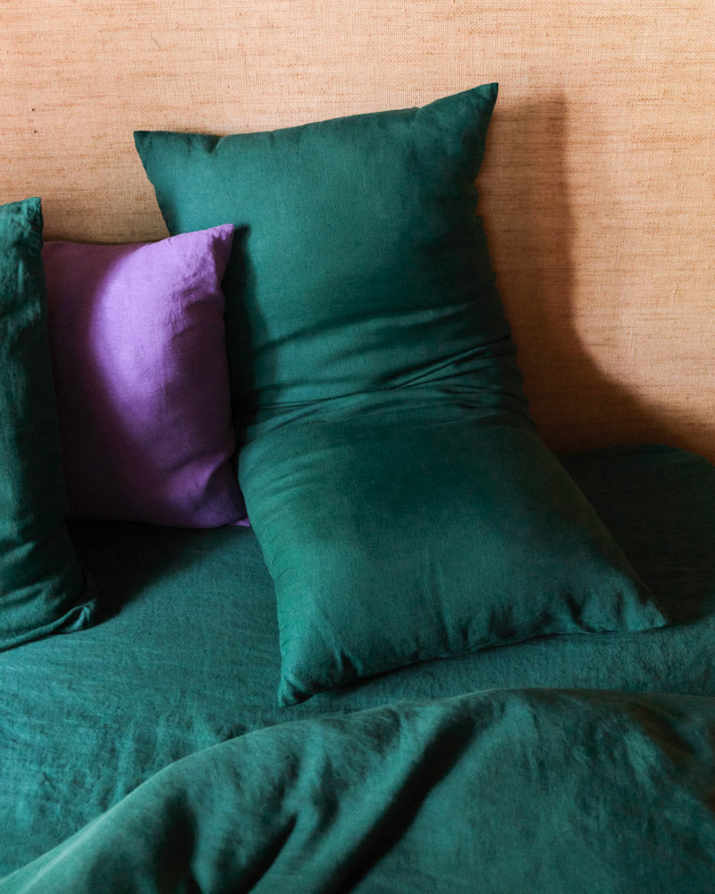 Merci - Rectangular cushion in washed linen - Sequoia Green