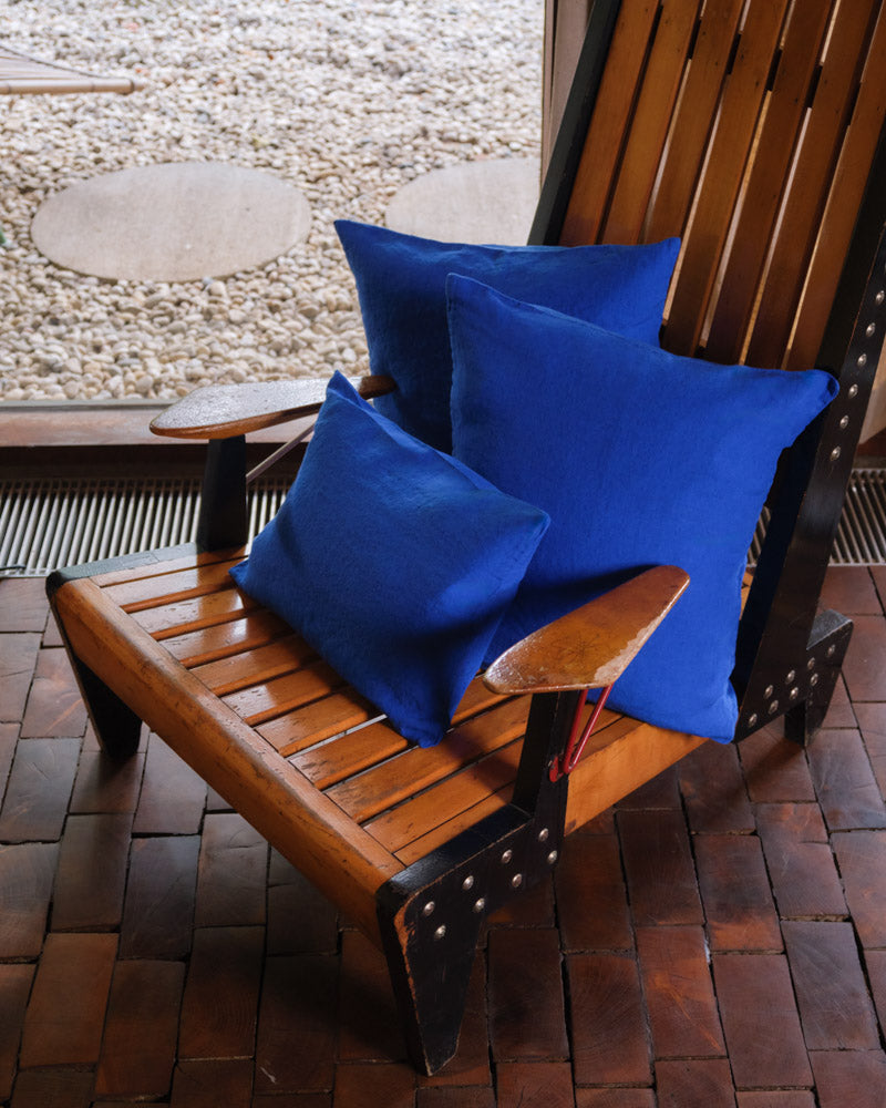 Merci - Washed linen pillowcase - Blue Cobalt-60