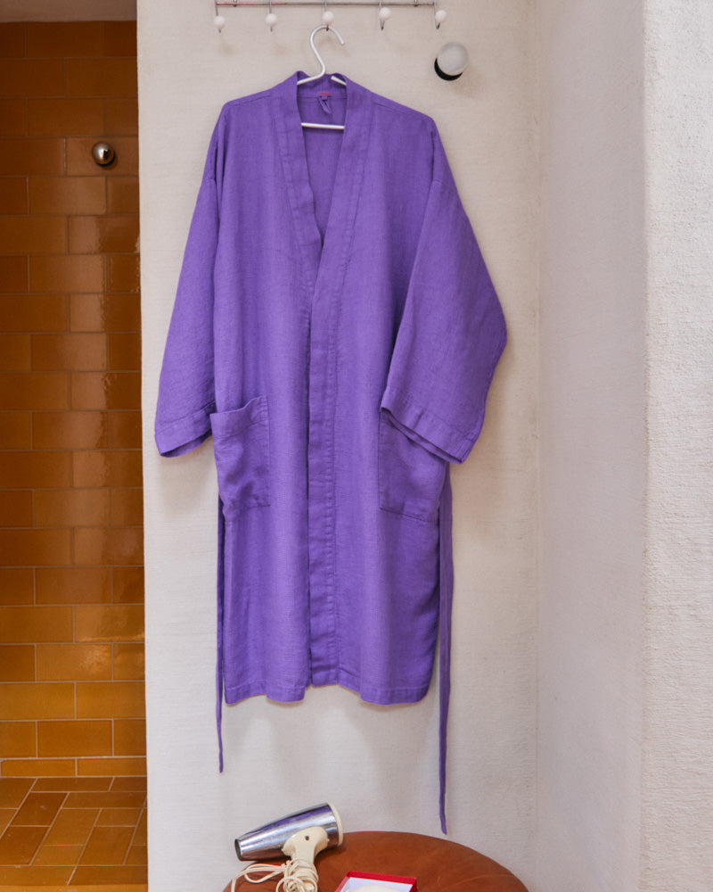 Merci - Peignoir En Lin - Violet Orage