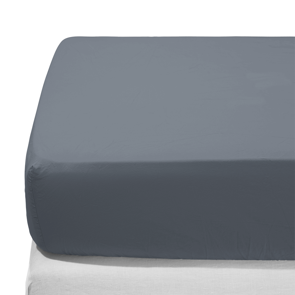 Cotton percale fitted sheet - Mist Grey