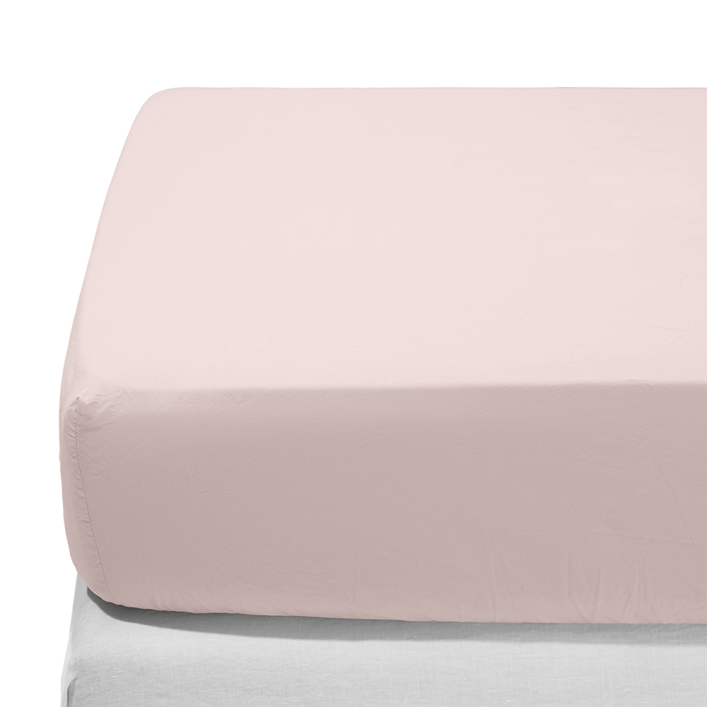Drap-housse en percale de coton - Rosé Poudré
