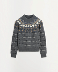 Pull Merci Paris Skall Studio Misty en laine mérinos recyclée grise avec motif jacquard et finitions côtelées
