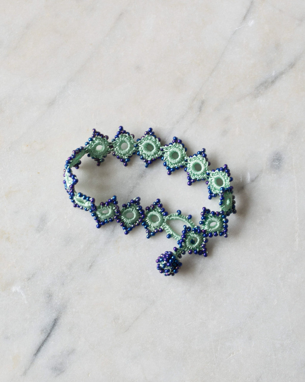 Ottomania - Daisy Crochet Bracelet - Green & Bleu