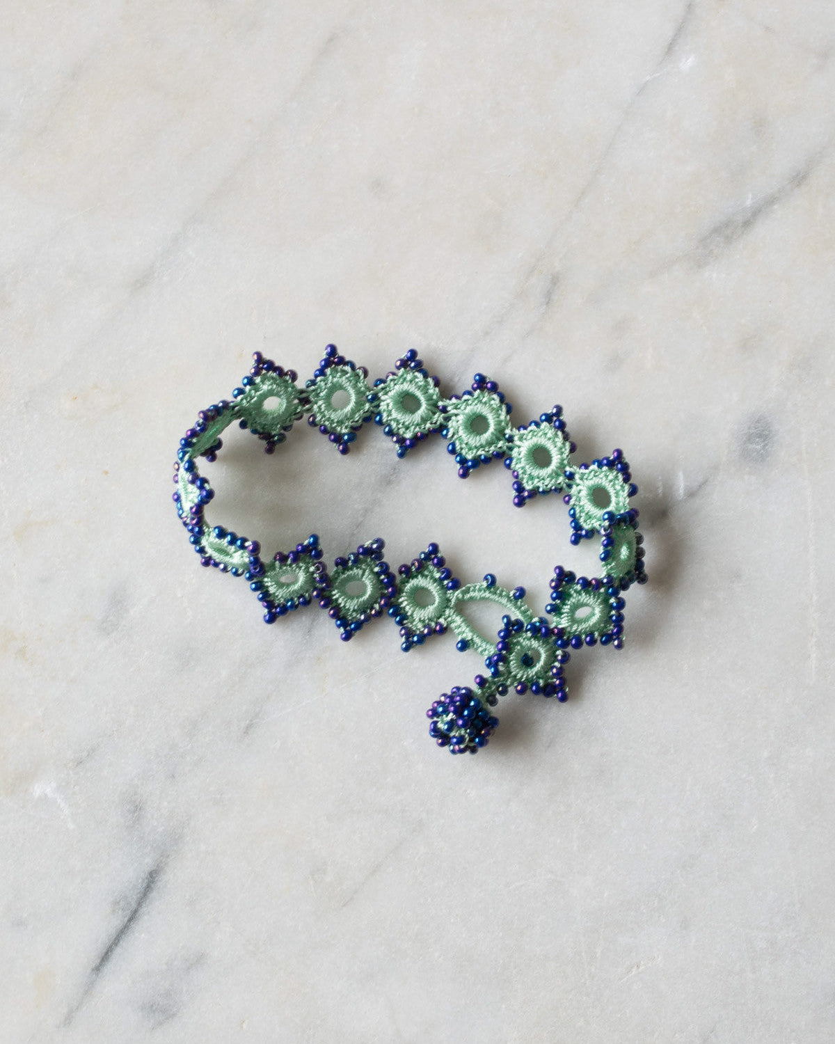 Ottomania - Daisy Crochet Bracelet - Green & Bleu