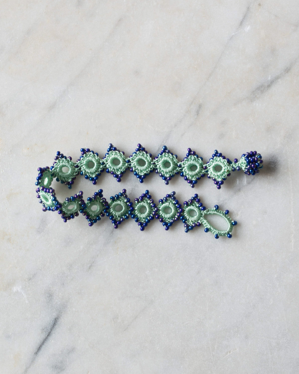 Ottomania - Daisy Crochet Bracelet - Green & Bleu