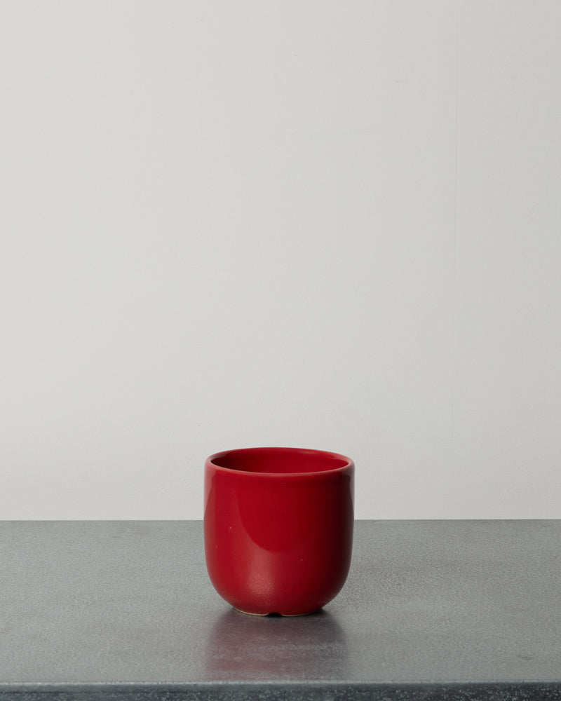 Merci - Tasse À Cappuccino En Grès - Rouge Piment