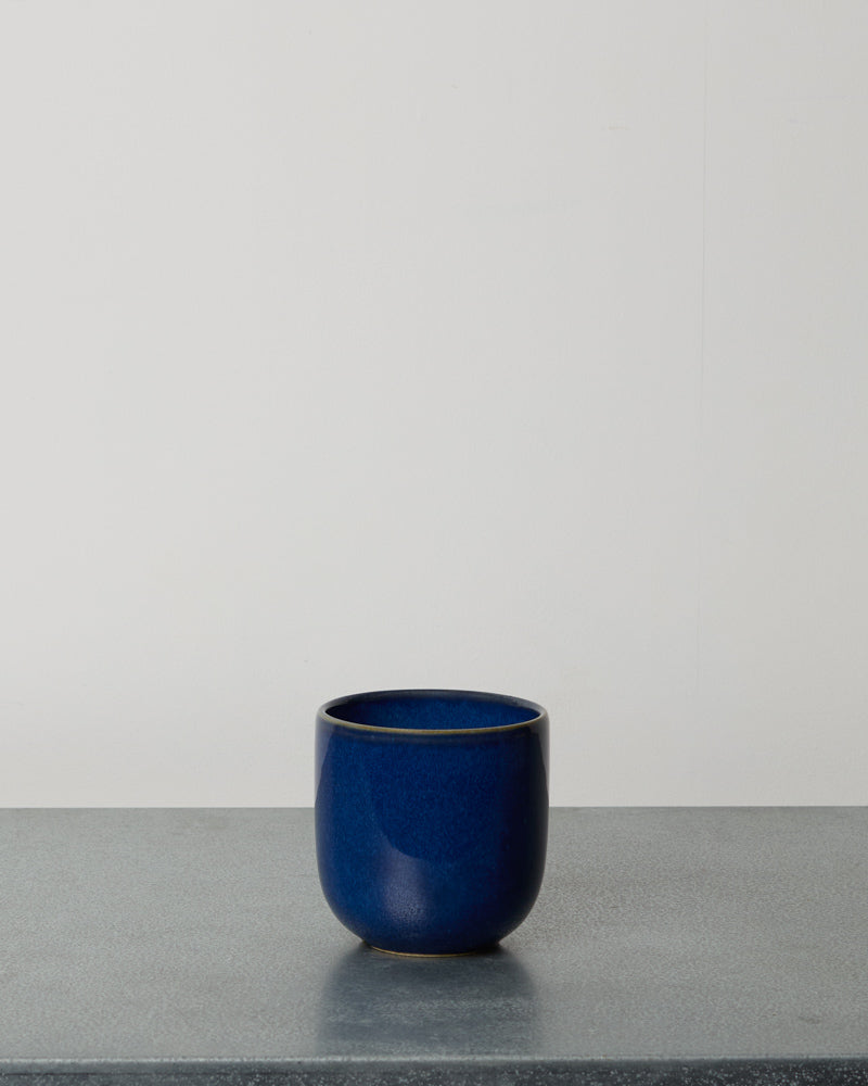 Merci - Tasse À Cappuccino En Grès - Bleu Pavot