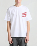 T-shirt blanc Merci Paris Bisous Skateboard en coton avec logo rouge Bisous sur la poitrine, coupe décontractée