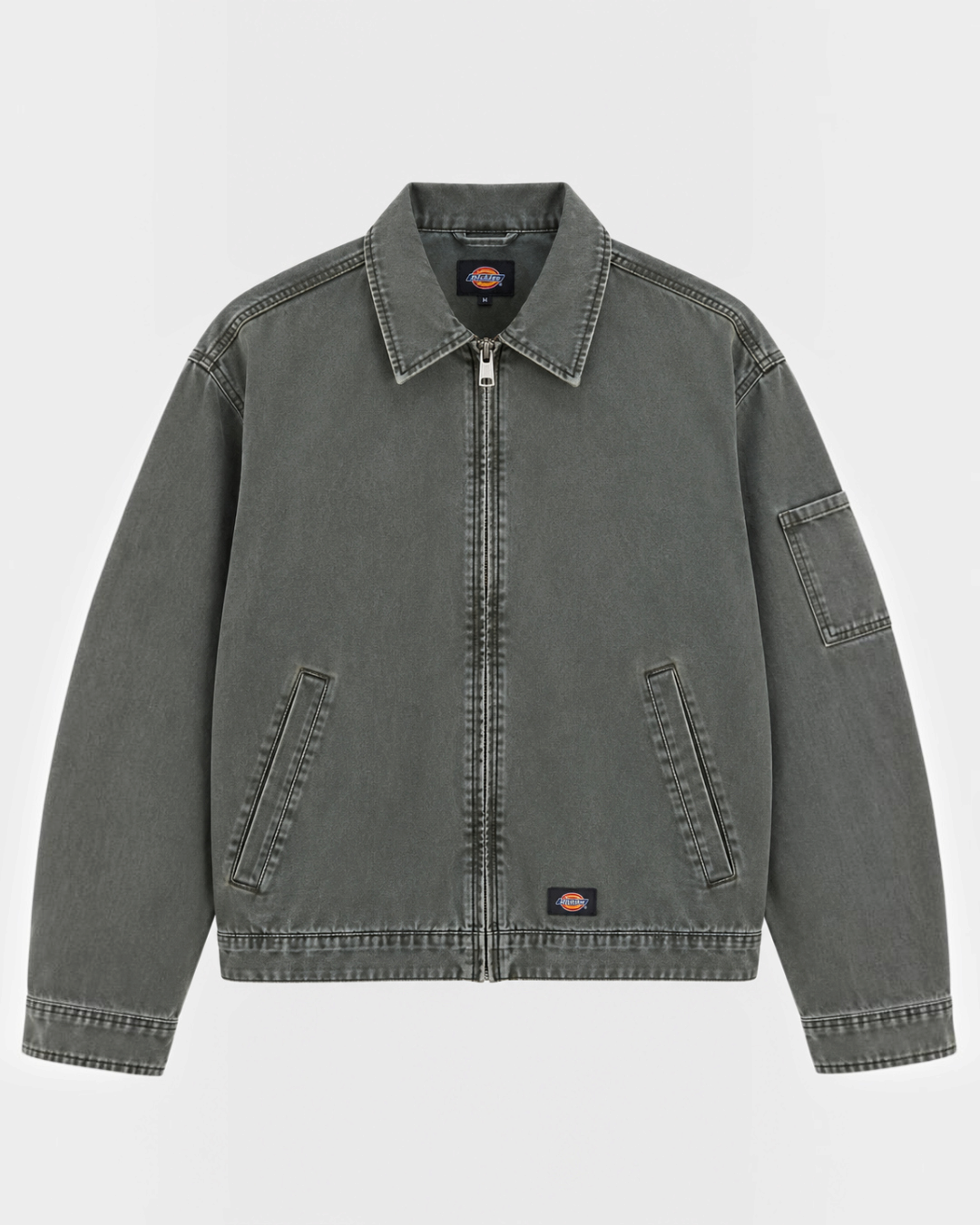 Akihito jacket Merci Paris by Dickies in faded green canvas with zipper and functional pockets