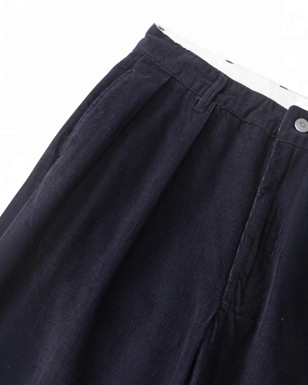 Pantalon en velours bleu marine Service Works avec taille élastiquée et poches latérales, style décontracté