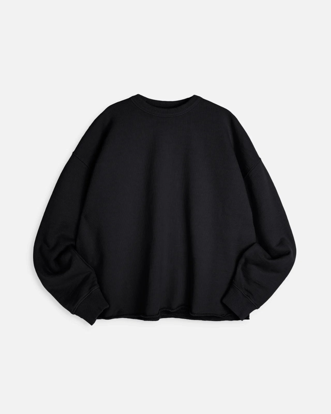 Sweat-shirt oversize noir Merci Paris en coton bouclette avec col rond et ourlet à bord brut