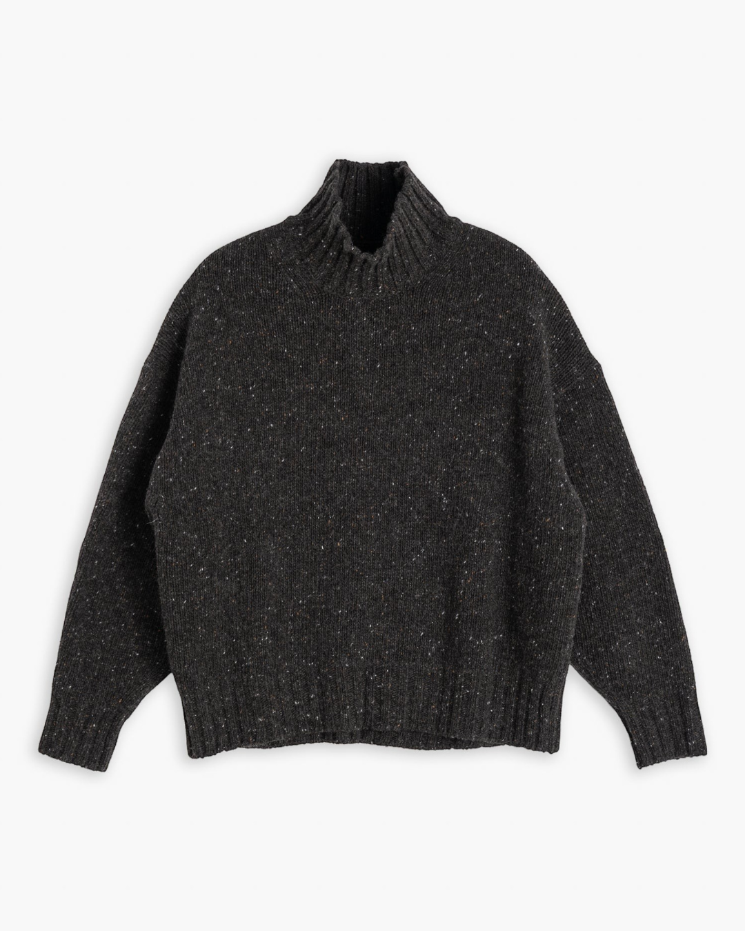 Pull Merci Paris Girls Of Dust Cornish en laine texturée gris anthracite avec col montant et coupe ample