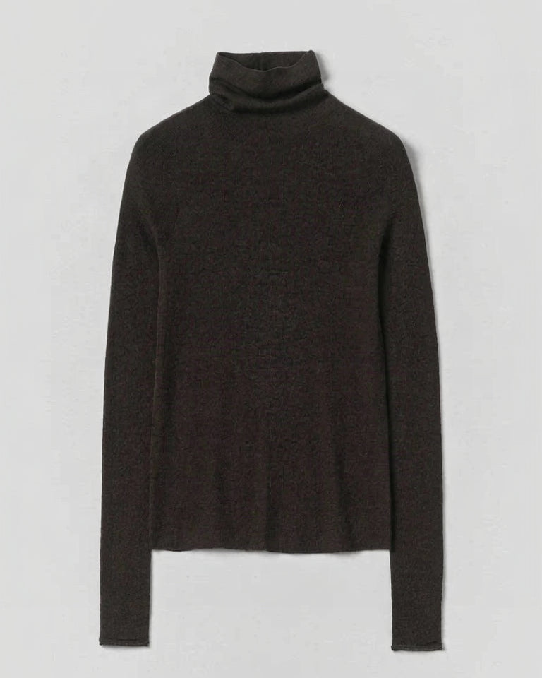 Toast - High Neck Wool Sweater - Brown Umber
