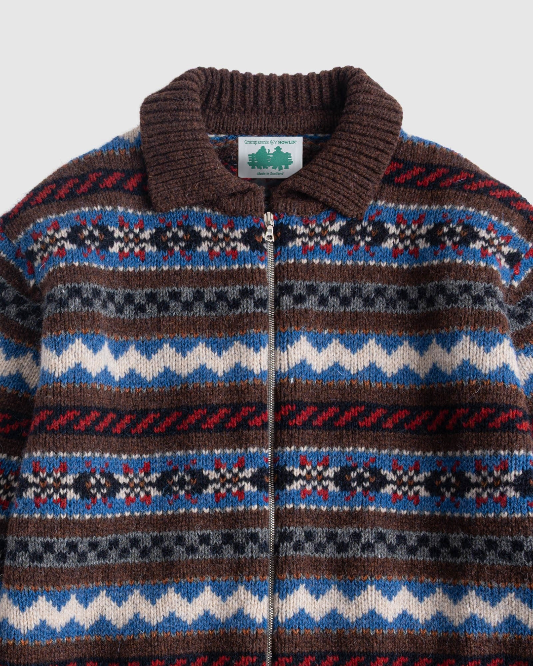 Howlin' - Fair Isle Zipped Cardigan - Gray