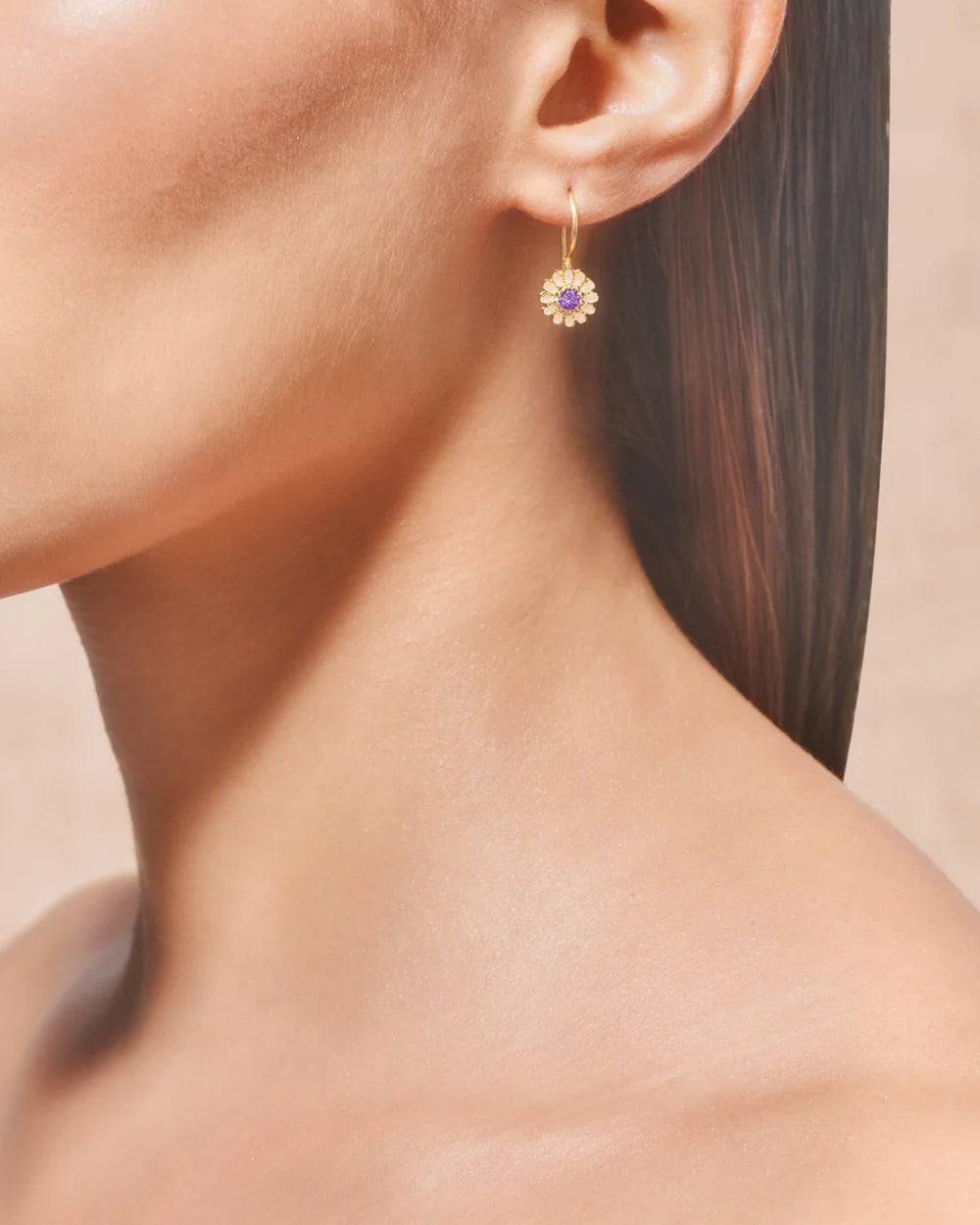 Tityaravy - Boucles d'oreilles Bo Sai - Amethyste Blanc