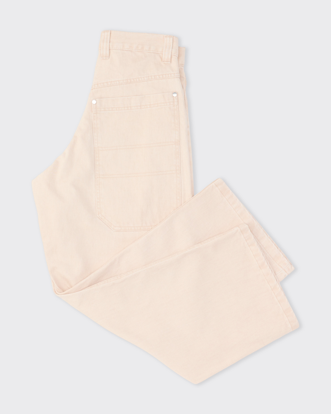 Jean Merci Paris Colbo en denim japonais beige pêche avec coupe droite et grandes poches arrière