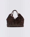 Castello bag in hand-braided dark brown cow leather with integrated handles
