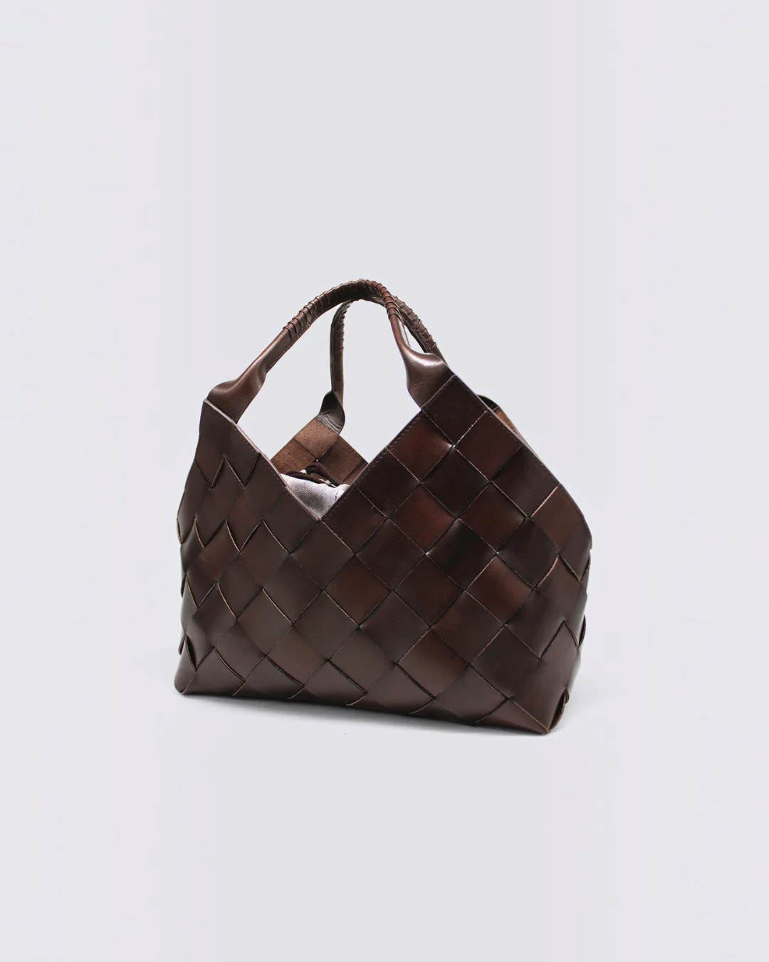 Castello bag in hand-braided dark brown cow leather with removable cotton lining