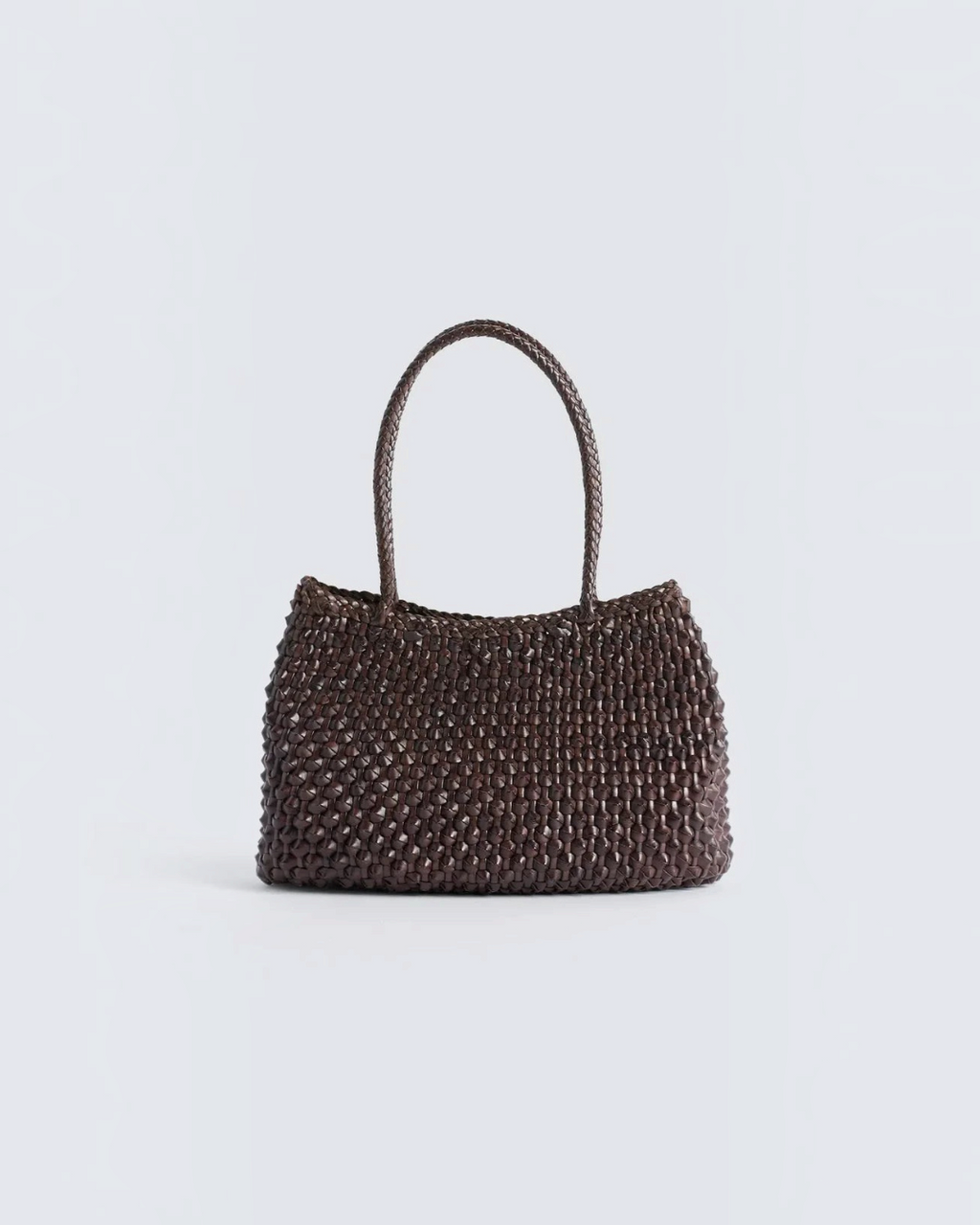 Sac panier Merci Paris Dragon Diffusion Santa Croce en cuir de buffle marron foncé tressé à la main