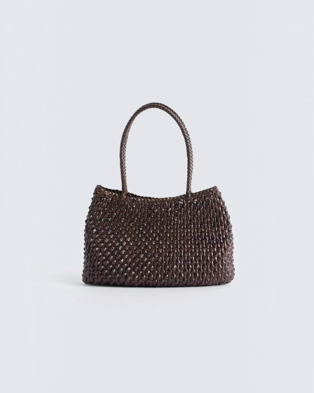 Sac panier Merci Paris Dragon Diffusion Santa Croce en cuir de buffle marron foncé tressé à la main