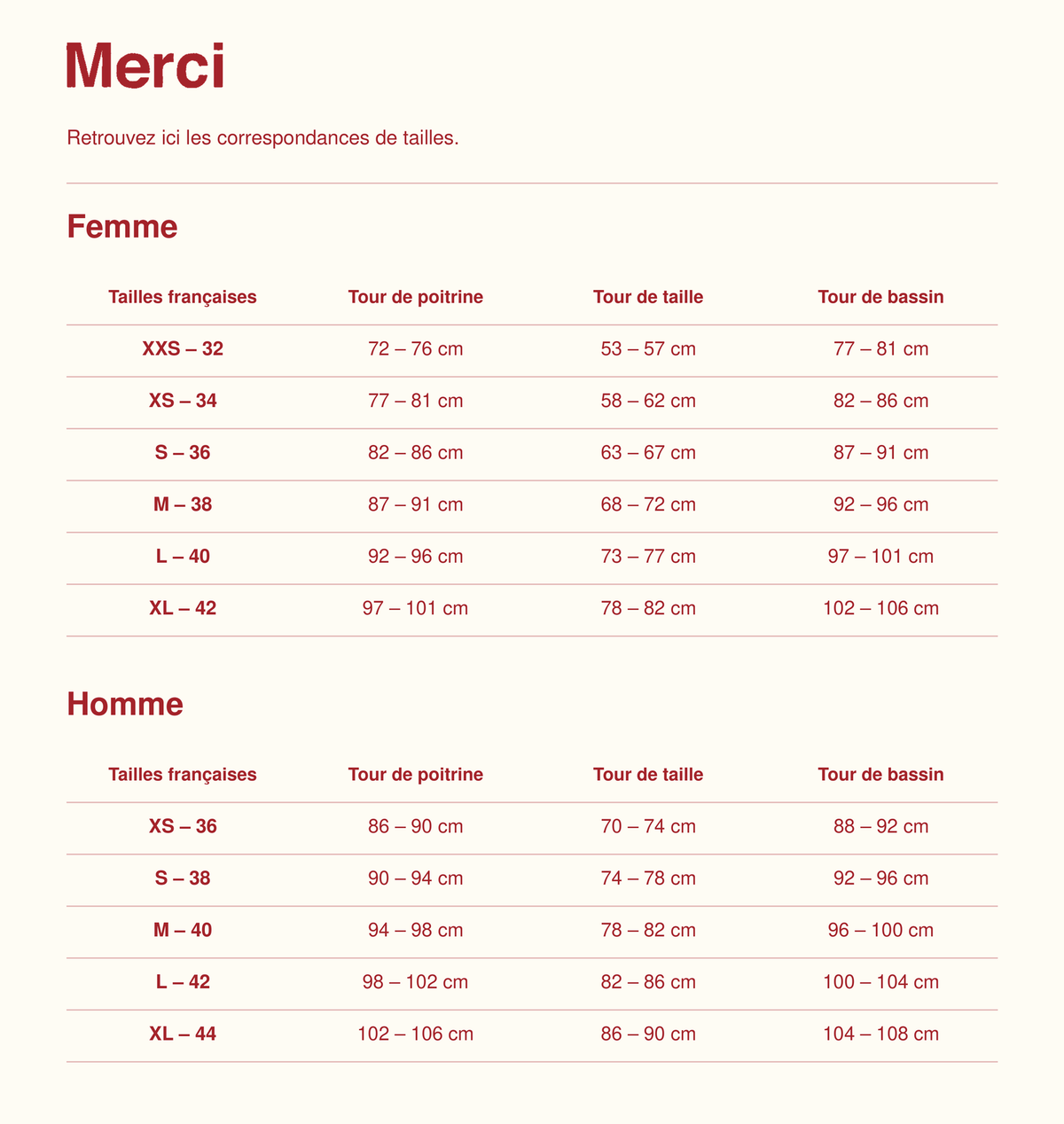 Size guide