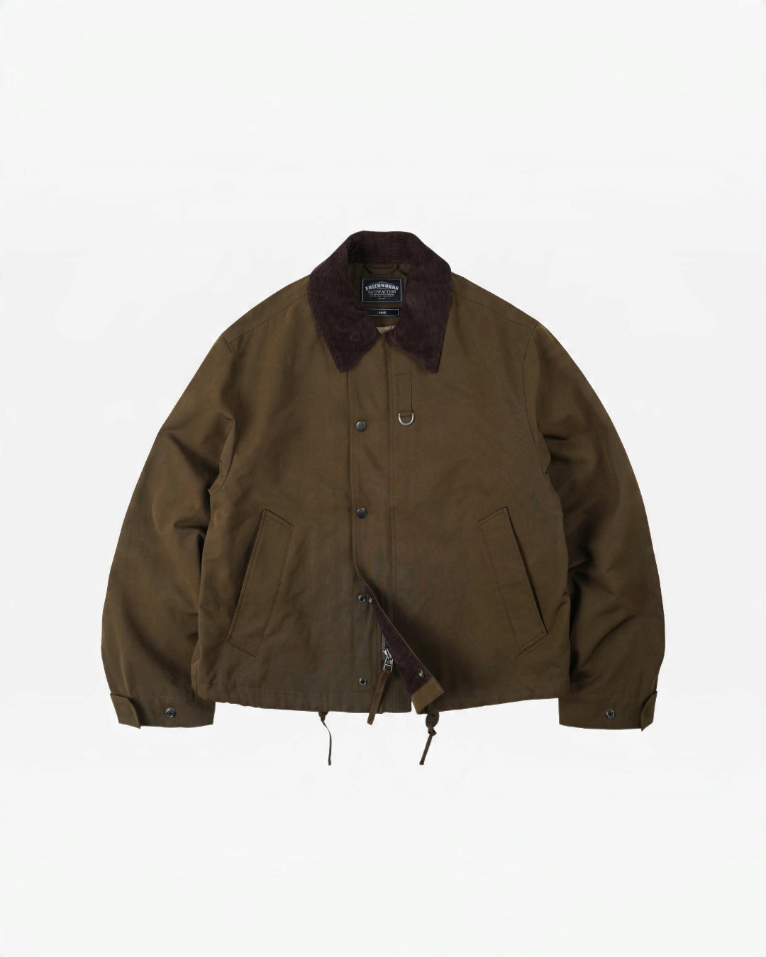 Veste de chasse Heritage Frizmworks marron par Merci Paris, en tissu CPN avec col en velours côtelé et coupe ample.